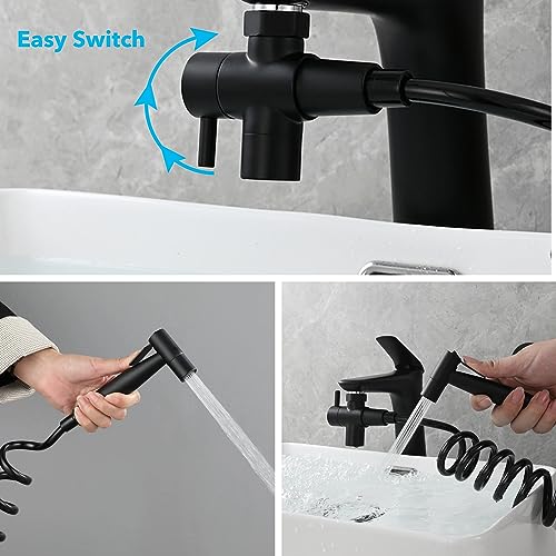 Roscid Sink Faucet Sprayer Set, Handheld Bidet Sprayer for Toilet, Metal Sprayer, with M22 M24 G1/2 Adapters and 3m Hose for Kitchen Sink, Bathroom or Toilet, Matte Black. (Faucet Not Included) - Image 4