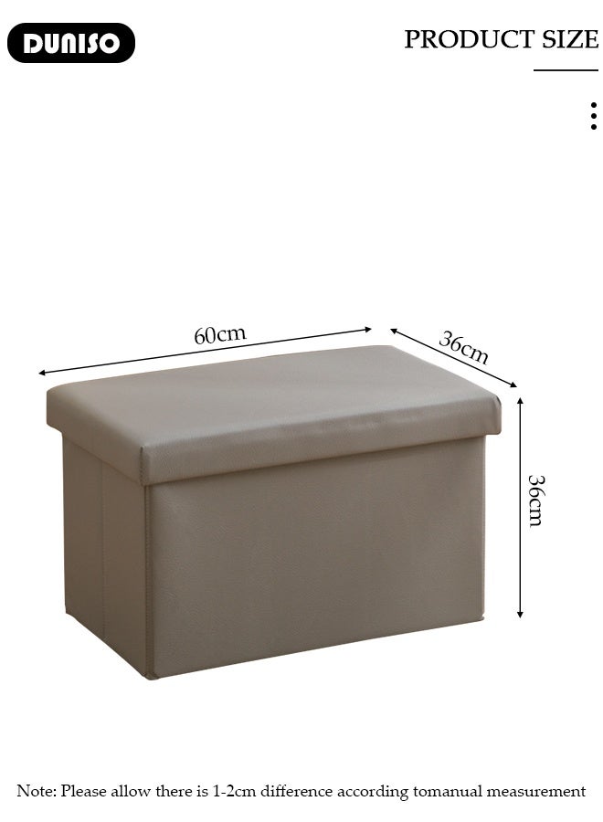 DUNISO Folding Ottoman Leather Storage Ottoman Leather Footstool Bench Ottoman Bench Versatile Space-Saving Cube Bench Storage Boxes Footrest Stool for Living Room, Bedroom, Entryway - Image 2