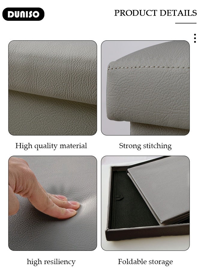 DUNISO Folding Ottoman Leather Storage Ottoman Leather Footstool Bench Ottoman Bench Versatile Space-Saving Cube Bench Storage Boxes Footrest Stool for Living Room, Bedroom, Entryway - Image 4