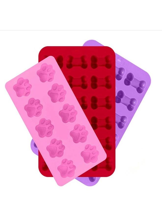 yongsheng 4 Pack Silicone Ice Molds Trays with Puppy Dog Paw and Bone Shape,  Reusable Bakeware Maker for Baking Chocolate Candy, Oven  - Image 1