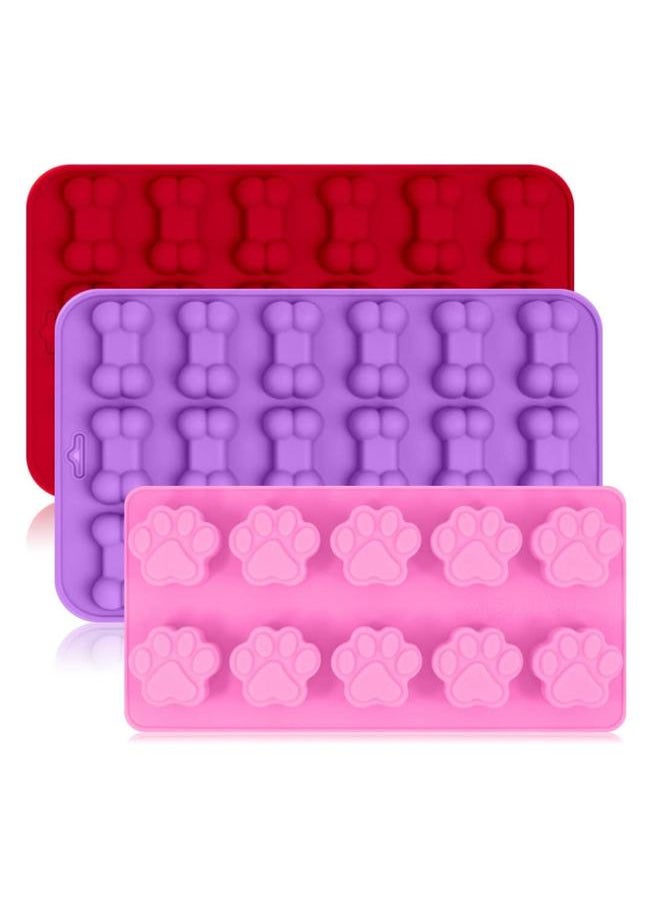 yongsheng 4 Pack Silicone Ice Molds Trays with Puppy Dog Paw and Bone Shape,  Reusable Bakeware Maker for Baking Chocolate Candy, Oven  - Image 2