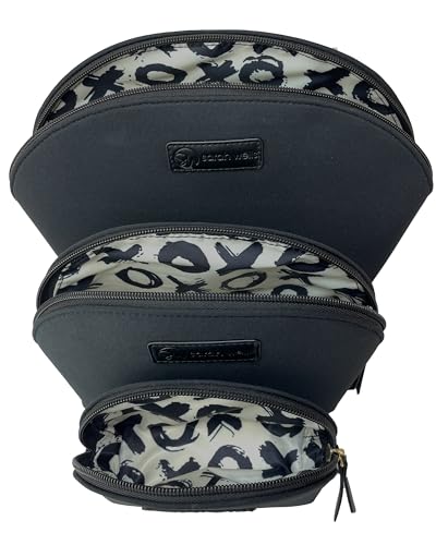 Sarah Wells PackSWell Neoprene Organizer Bag Set 3 Nesting Washable Pouches for Makeup Pump Parts Diaper Pump Bag Travel Tote Gym Storage for Snacks Tech Cords Toiletries Black - Image 3