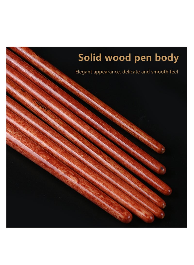 NOVOLAN Paint Brush Set Artist Paint Brush Acrylic Oil Watercolor Detail Paint, Nylon Hair Brush Set Orange Rod Cloth Bag Oil Brush Gouache Watercolor Brush Pearl Chrome Copper Tube Wooden Pole 25 Pcs - Image 5