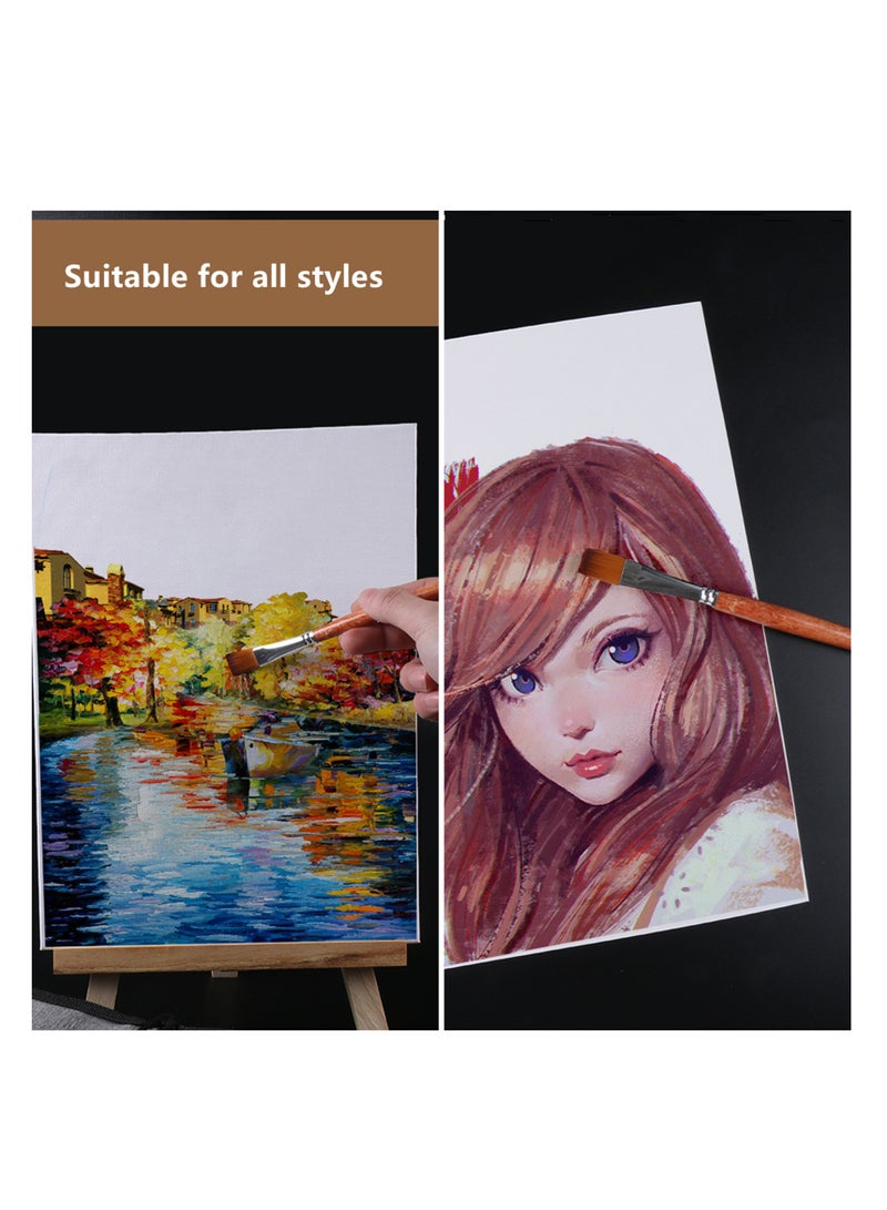 NOVOLAN Paint Brush Set Artist Paint Brush Acrylic Oil Watercolor Detail Paint, Nylon Hair Brush Set Orange Rod Cloth Bag Oil Brush Gouache Watercolor Brush Pearl Chrome Copper Tube Wooden Pole 25 Pcs - Image 2