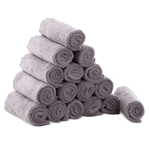 Cute Castle Ultra-Soft Baby Washcloths, 16 Pack - 9" by 9", Gentle on Sensitive Skin for Face and Body, Plush, Super Absorbent Wash Clothes for Girls and Boys, Grey - Image 1