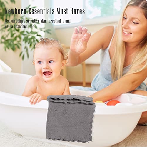 Cute Castle Ultra-Soft Baby Washcloths, 16 Pack - 9" by 9", Gentle on Sensitive Skin for Face and Body, Plush, Super Absorbent Wash Clothes for Girls and Boys, Grey - Image 5