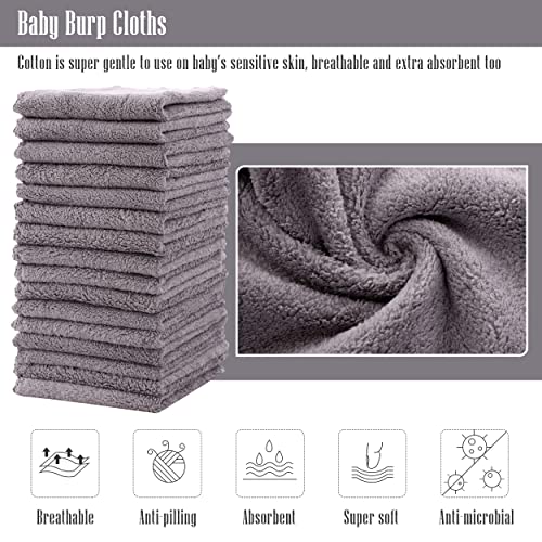 Cute Castle Ultra-Soft Baby Washcloths, 16 Pack - 9" by 9", Gentle on Sensitive Skin for Face and Body, Plush, Super Absorbent Wash Clothes for Girls and Boys, Grey - Image 2