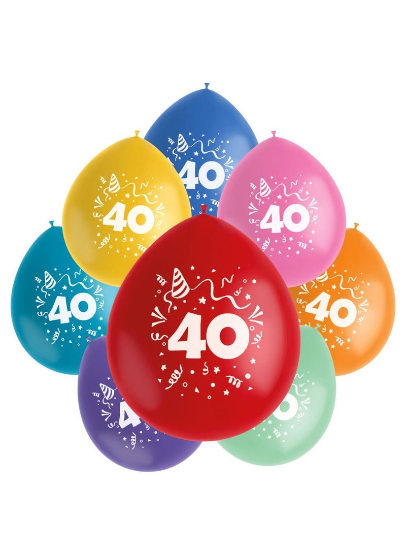 Folat 40-Years Birthday Anniversary Latex Balloons Multicolor 23cm 8-Pack
