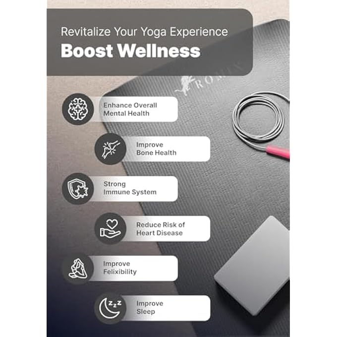 ROMIX Yoga Mat 10Mm Extra Thick Non-Slip Unisex Exercise Mat 180X60Cm, Multi-Purpose Nbr Foam Fitness Mat With Carry Bag & Strap For Yoga, Pilates, Stretching, Gymnastics, Meditation & Home Workout (Grey) - Image 3