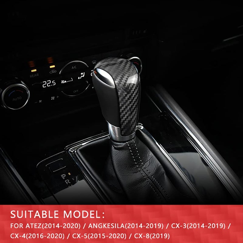 Carbon Fiber Gear Shift Knob Cover Top Cover Black For Mazda CX Series Premium Decoration Accessory - Image 4