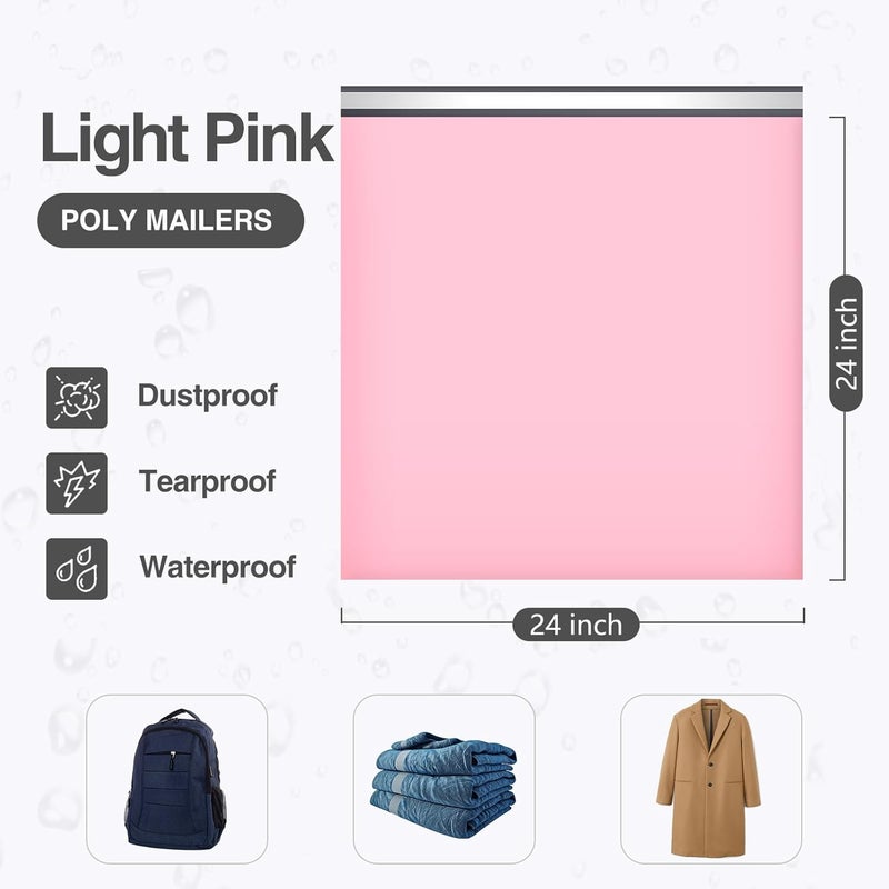 UCGOU Poly Mailers 24x24 Inch Light Pink 50 Pack Extra Large Shipping Bags Strong Thick Mailing Envelopes Self Seal Adhesive Waterproof and Tear Proof Boutique Postal for Clothing Quilt and More - Image 2