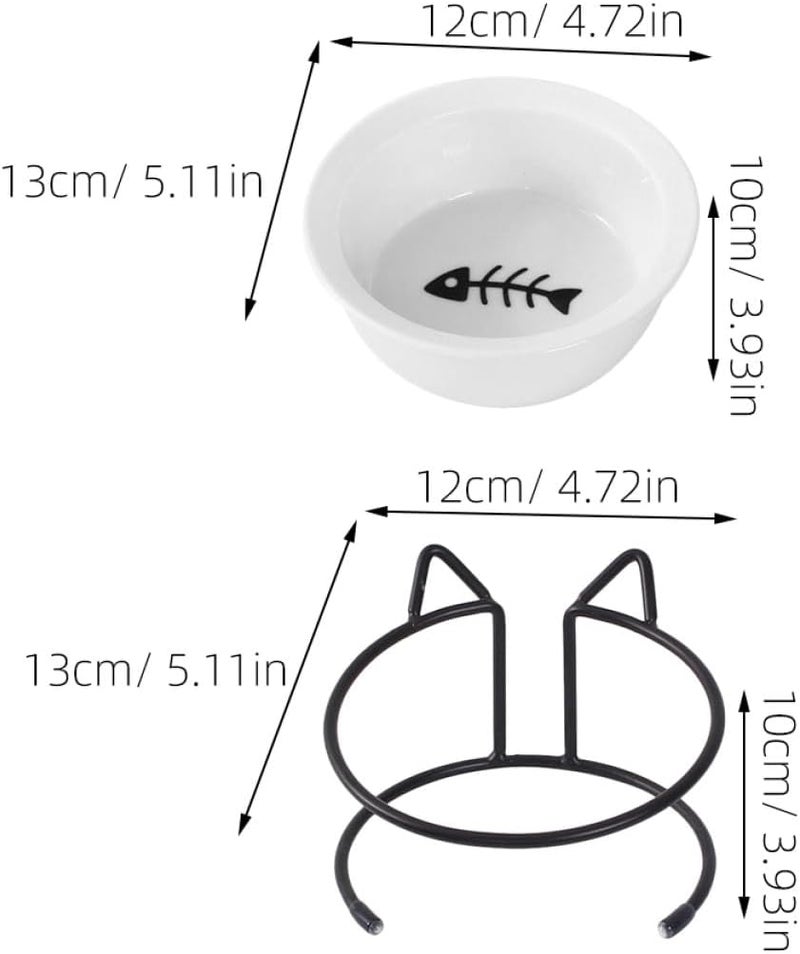 Elevated Cat Bowl Ceramic Food Dish with Neck Protection, Anti-Spill Raised Feeding Bowl for Daily Use, Single Set Suitable for Indoor Cats - Image 2