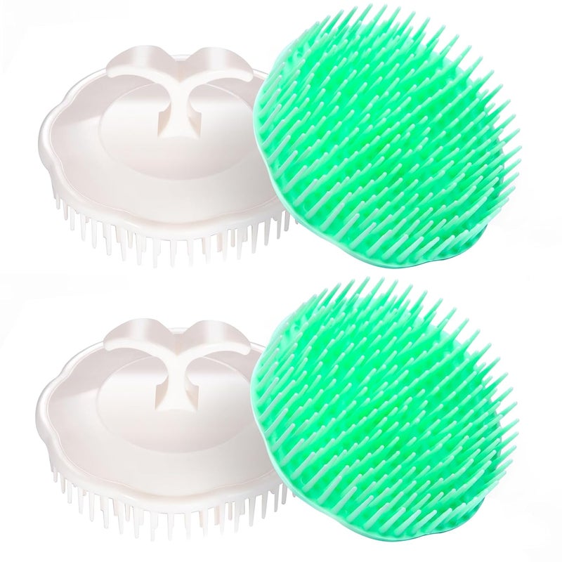 Hair Scalp Brush Dandruff Cleaning Brush Shower Scalp Shampoo Brush Scalp Massager Pack of 4 White and Green