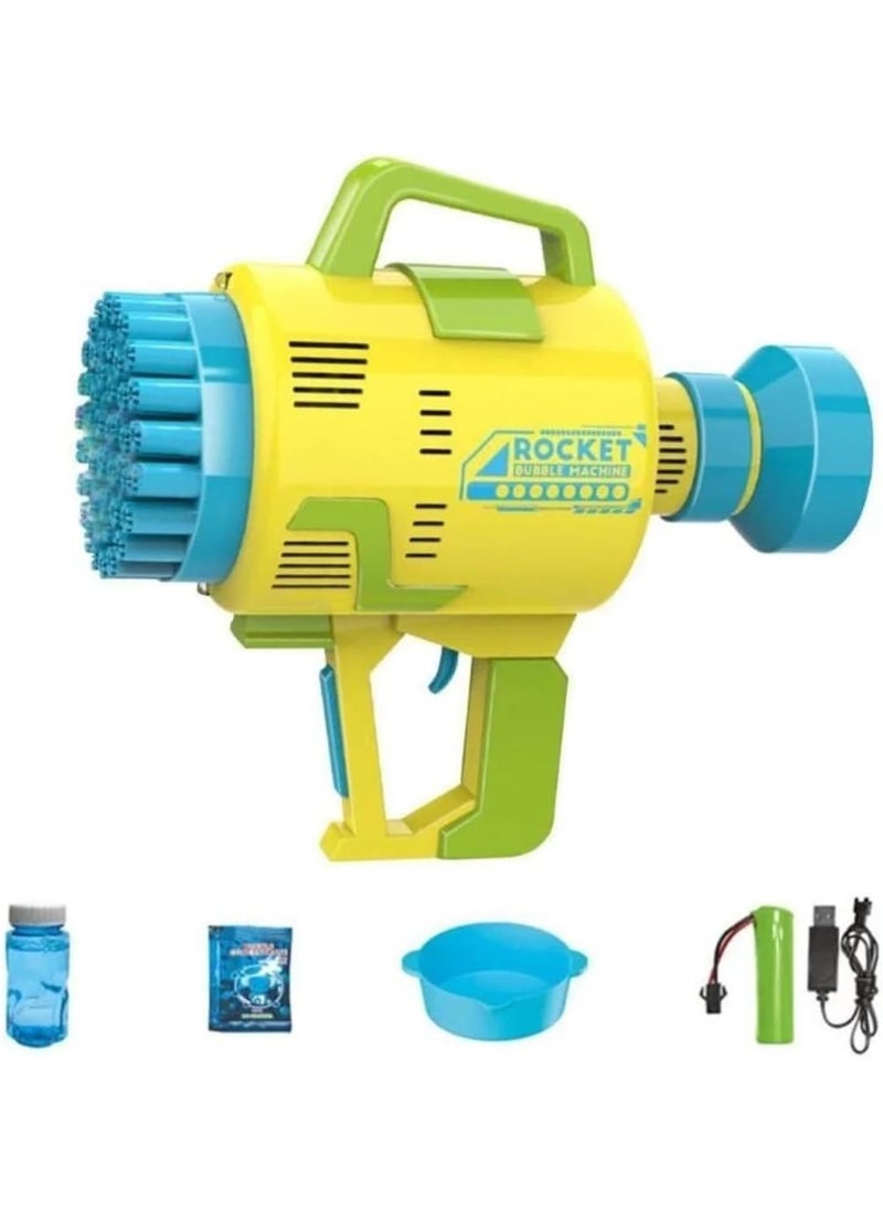 TOY GARDEN Upgraded Bubble Gun with Light – 48-Hole Electric Handheld Bubble Machine for Kids, Toddlers, and Outdoor Fun – for Summer, winter Games, Parties, and Weddings (Yellow)  - Image 1