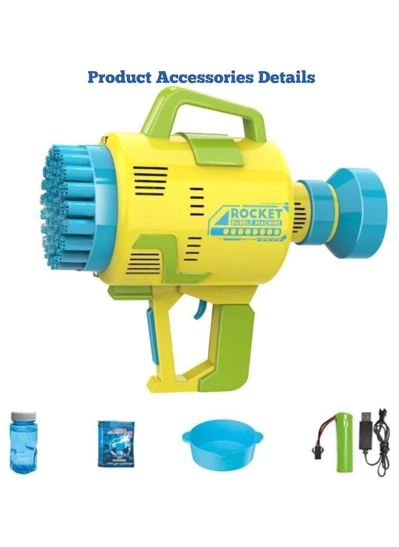 TOY GARDEN Upgraded Bubble Gun with Light – 48-Hole Electric Handheld Bubble Machine for Kids, Toddlers, and Outdoor Fun – for Summer, winter Games, Parties, and Weddings (Yellow)  - Image 5