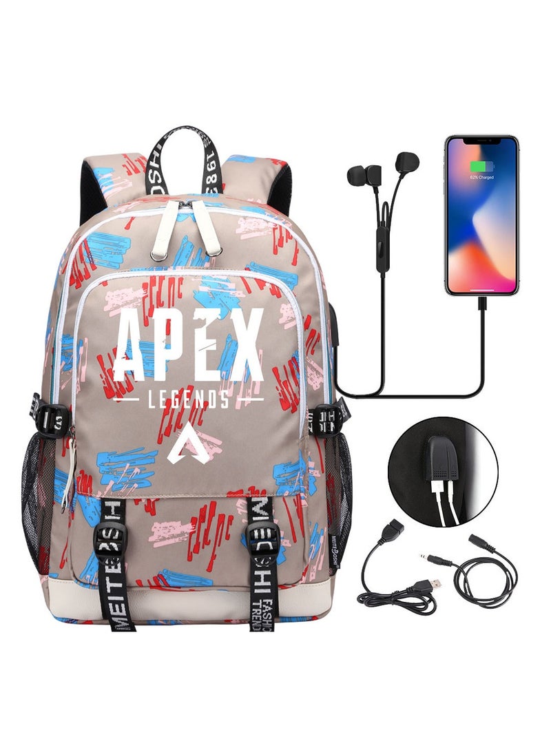 حقيبة ظهر مطبوعة بمنفذ USB للشباب المشغولين