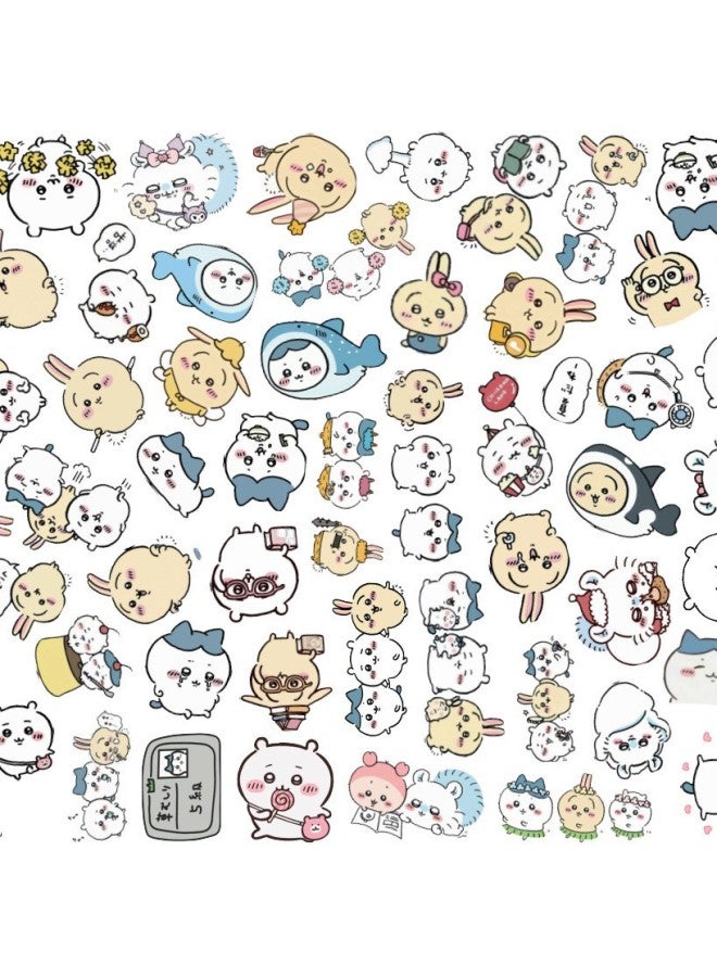 100 ملصق كرتوني من Chiikawa Jiyika Wow أصلي لطيف لدفتر ملاحظات حساب اليد، مادة تزيين للبيع بالجملة