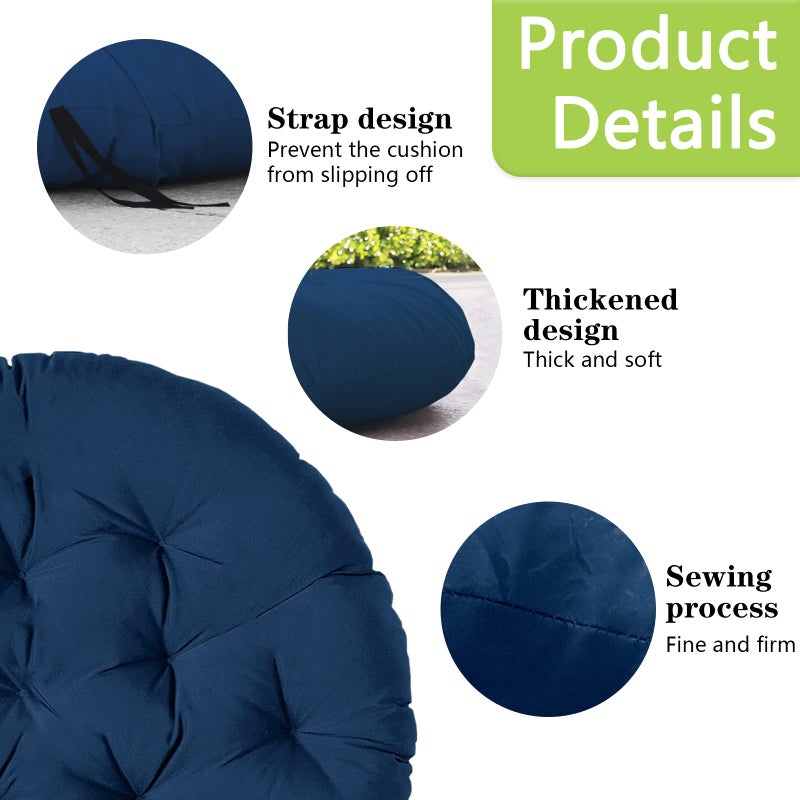 Bextile Papasan Chair Cushion Only, 52 in Cushion for Papasan, Round Leisure Papasan Seat Cushion (Blue) - Image 4