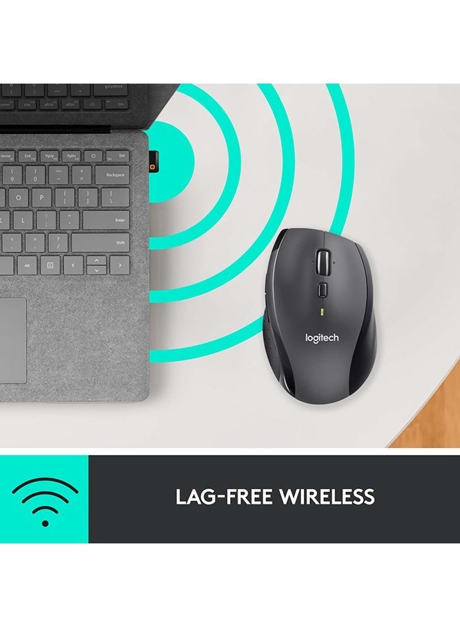 Logitech M705 Marathon Wireless Mouse, 2.4 GHz With USB Unifying Mini-Receiver, 1000 DPI Laser Grade Tracking, 7-Buttons, Extra Thumb Buttons, 3-Year Battery Life, PC / Mac / Laptop Black  - Image 2