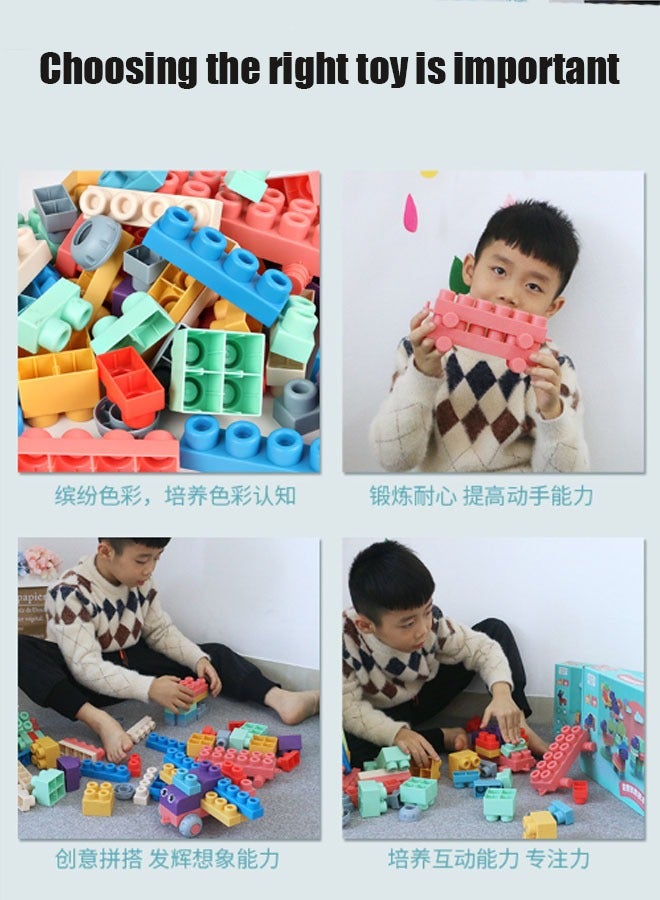 Generic 60 Pcs Building Blocks Set Educational Building Toys, Creative Construction Block Toys Set Learning Playset Kit for Boys Girls, Child Brain Development Preschool Kindergarten Toy Age 0-3  - Image 3
