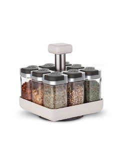 2-Tab 8-Jar Spice Container Set with Holding Rack Multicolour 17.5 x 15.5 x 15.5 cm 79342003