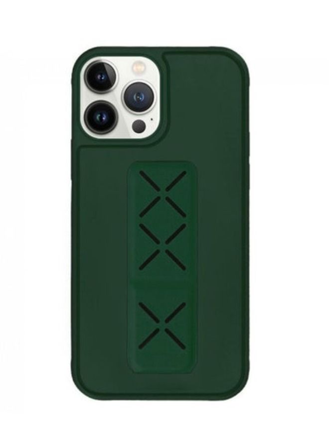 ACLIX iPhone 14 Pro 6.1 Case with Magnetic Stand & Holder, Premium Silicone Vertical horizontal Hand Strap Grip Multi Stand Car Mount Kickstand Case Cover Dark Green