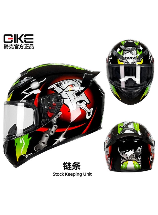 Chain Black Mirror Bike Motorcycle Helmet Men's And Women's Four Seasons Universal Personality Car Helmet Four Seasons Knight Bluetooth Motorcycle Full Helmet