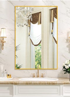 Generic Wall Mirror 60 X 90 Rectangular Bathroom Mirror With Metal Frame, Hanging Mirrors For Living Room Bedroom Bathroom Entryway, Hangs Horizontal Or Vertical, Gold  - Image 1