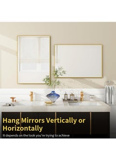 Generic Wall Mirror 60 X 90 Rectangular Bathroom Mirror With Metal Frame, Hanging Mirrors For Living Room Bedroom Bathroom Entryway, Hangs Horizontal Or Vertical, Gold  - Image 4