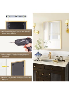 Generic Wall Mirror 60 X 90 Rectangular Bathroom Mirror With Metal Frame, Hanging Mirrors For Living Room Bedroom Bathroom Entryway, Hangs Horizontal Or Vertical, Gold  - Image 5