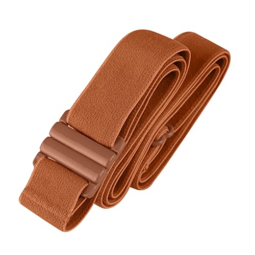 TIGHTS UP® Adjustable, No Show, Flat Buckle, Invisible Elastic Belt. Stretch Belt for Women and Men - White Belt - Image 1