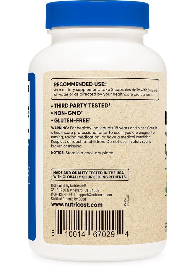 Nutricost Organic Reishi Mushroom Capsules 1500Mg, 60 Servings - Certified Ccof Organic, Vegan, Gluten Free, 750Mg Per Capsule, 120 Capsules - Image 3