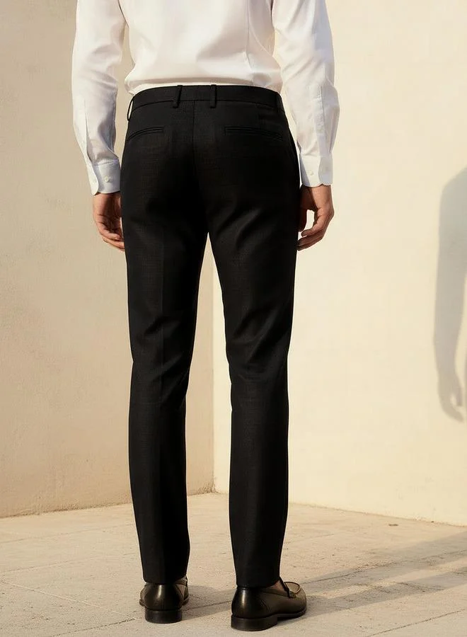 Splash FAV BLACK Slim Fit Linen Blend Flexi Waist Formal Trousers for Men | Best Price UAE