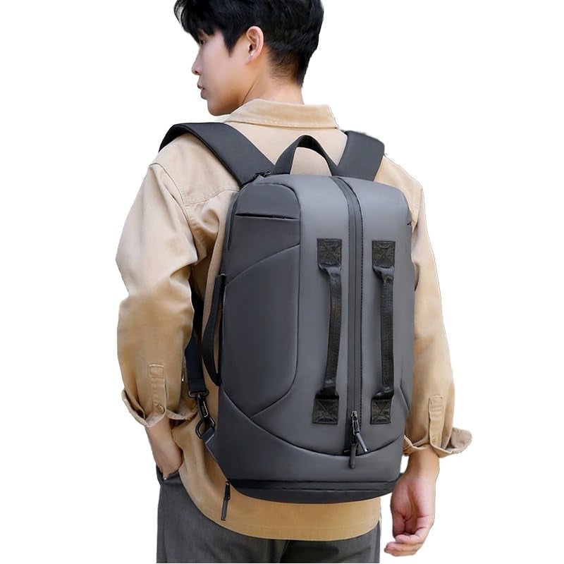 Handcuffs Travel Duffle Bag – Canvas Weekender Duffle & Day Pack 3-in-1 Water-Resistant Cabin Bag for Men & Women with Shoe Pocket & Adjustable Shoulder Strap (Grey) - Image 2