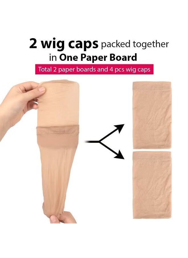 Generic - 12-Pieces Light Brown Stocking Wig Caps Stretchy Nylon Wig Caps for Women - Image 1