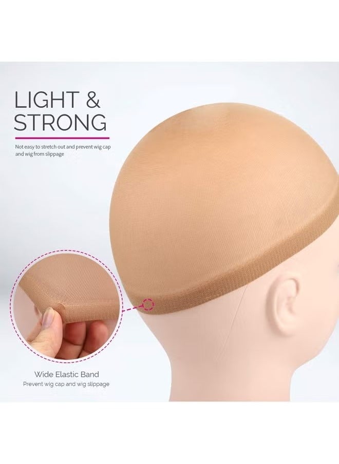 Generic - 12-Pieces Light Brown Stocking Wig Caps Stretchy Nylon Wig Caps for Women - Image 1