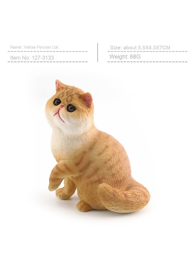 نيبمينينت تمثال قطط أليفة محاكاة - تمثال قط أمريكي قصير الشعر ثلاثي الألوان وقط أسود لزينة المكتب