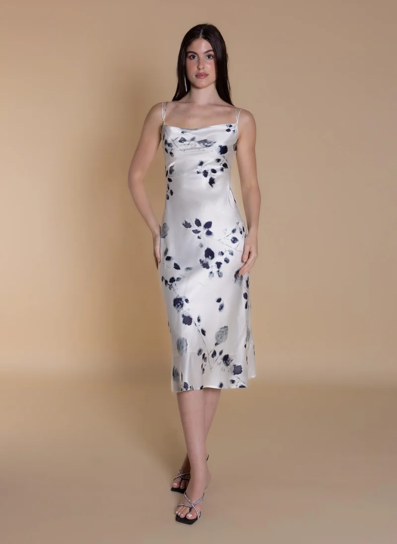 شايبس ABSTRACT PRINT MIDI SATIN DRESS