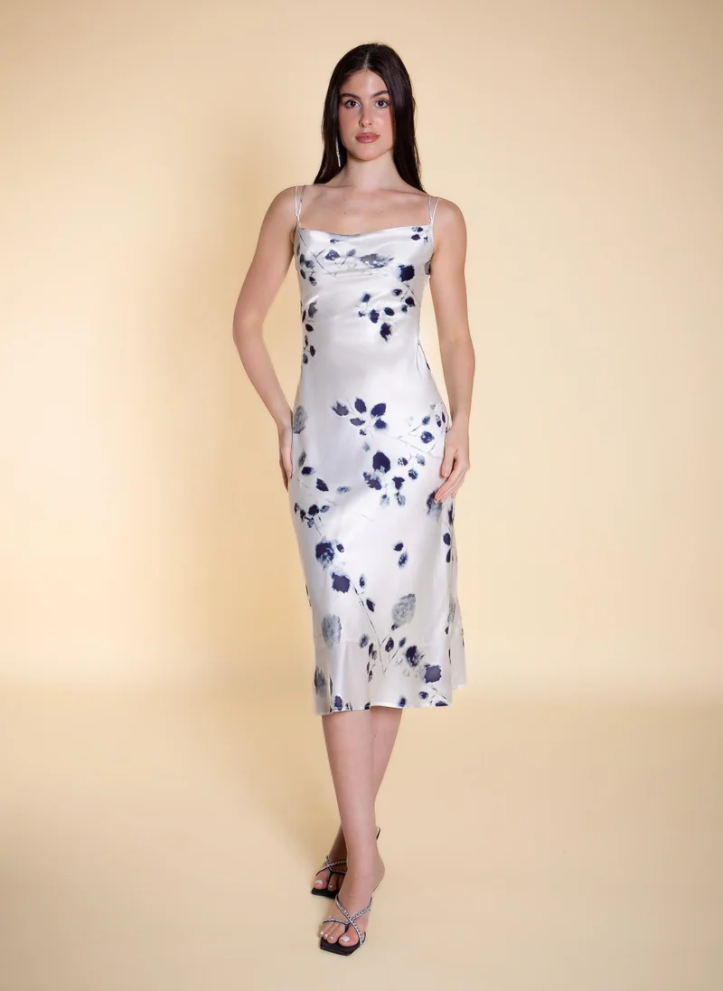 شايبس ABSTRACT PRINT MIDI SATIN DRESS