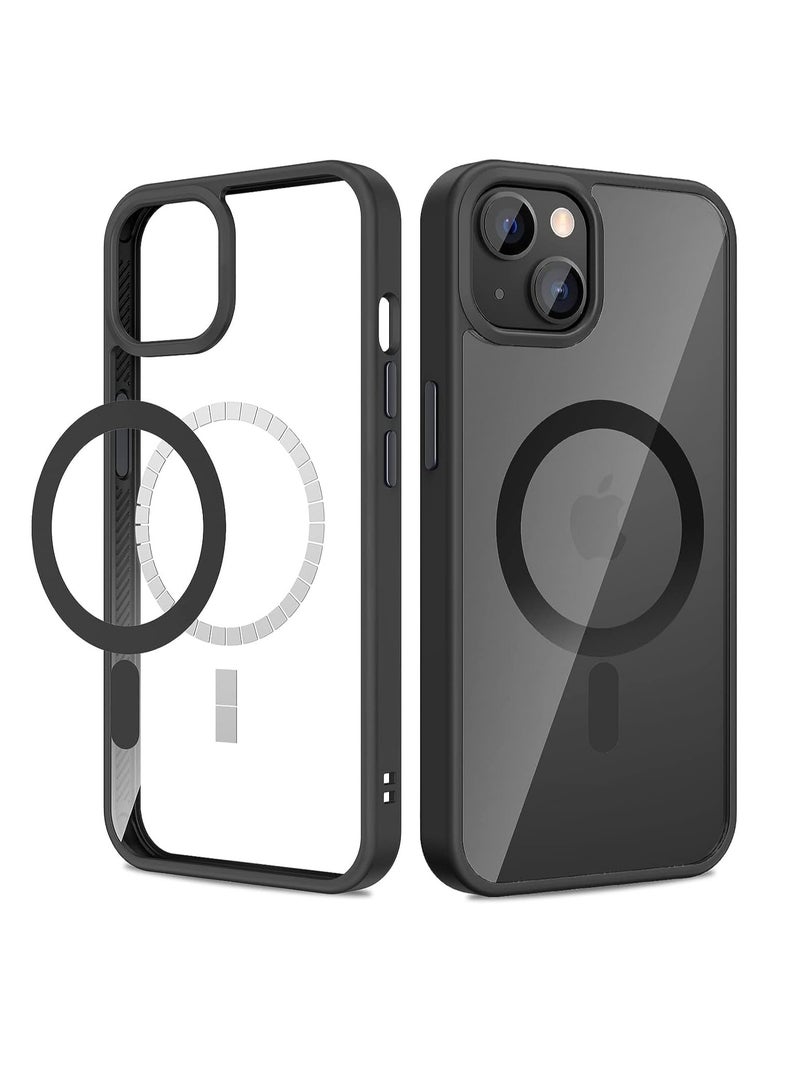 ten.tech Transparent magnetic protection case compatible with MagSafe for iPhone 13 English mobile phone, anti-shocks and scratches (black) Silicone back cover by Ten Tech - Image 1