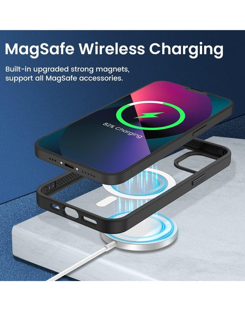 ten.tech Transparent magnetic protection case compatible with MagSafe for iPhone 13 English mobile phone, anti-shocks and scratches (black) Silicone back cover by Ten Tech - Image 2