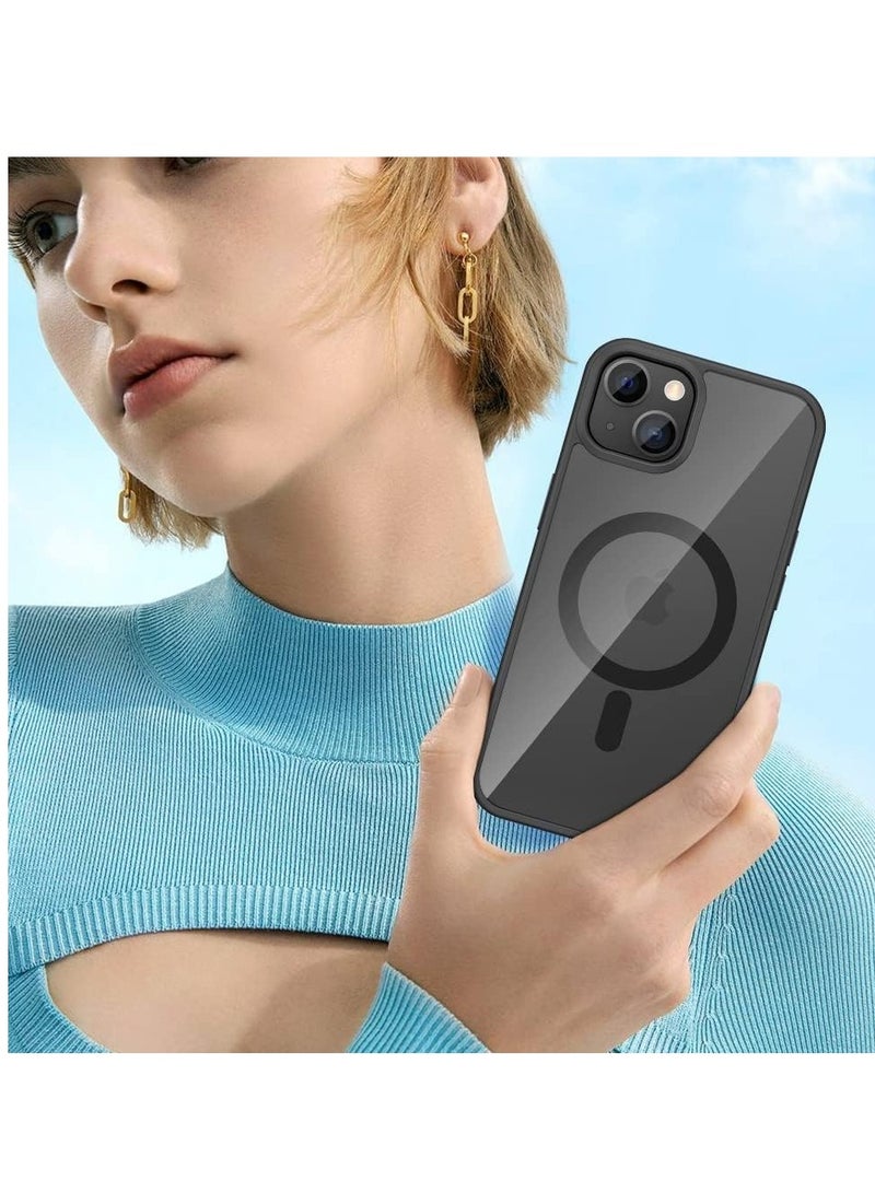 ten.tech Transparent magnetic protection case compatible with MagSafe for iPhone 13 English mobile phone, anti-shocks and scratches (black) Silicone back cover by Ten Tech - Image 3