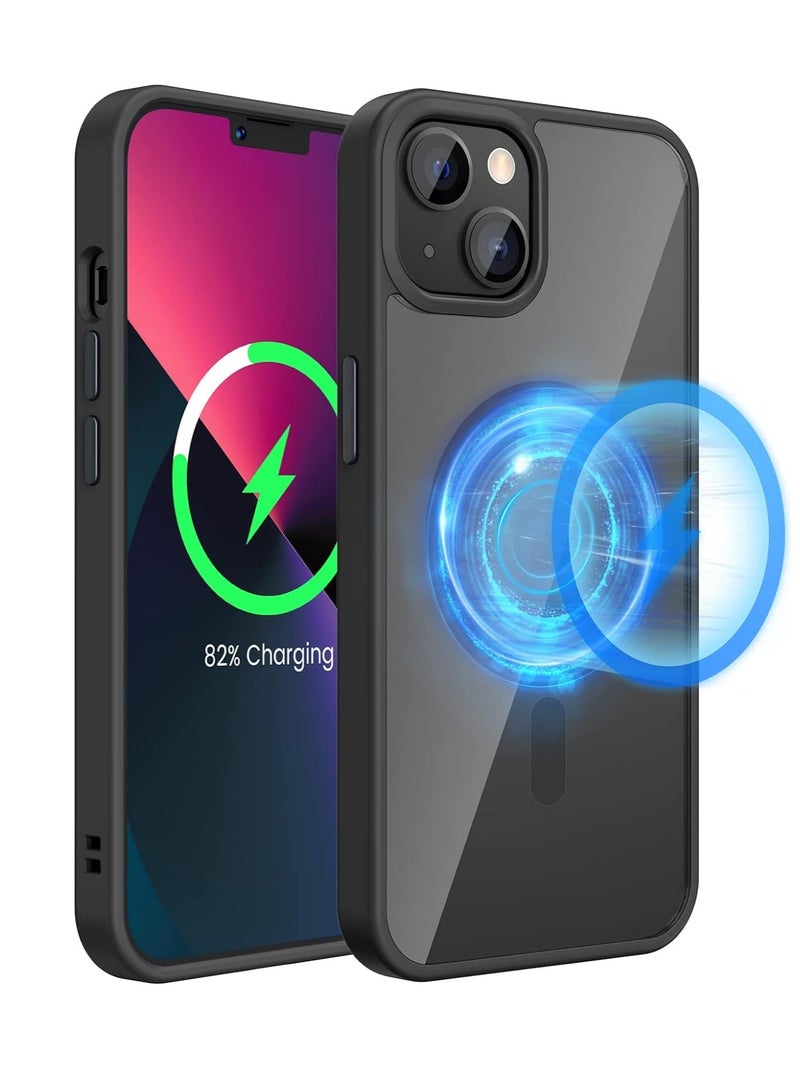 ten.tech Transparent magnetic protection case compatible with MagSafe for iPhone 13 English mobile phone, anti-shocks and scratches (black) Silicone back cover by Ten Tech - Image 5