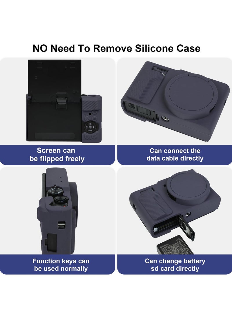 Silicone Case Compatible with Panasonic DC-ZS99 Tz99 Digital Camera Soft Rubber For DC-ZS99 Protective Cover with Removable Lens Cover Anti-Slip Anti-Scratch (Dark Blue) - Image 2