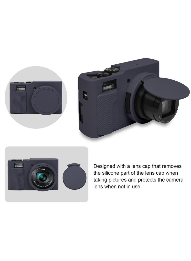 Silicone Case Compatible with Panasonic DC-ZS99 Tz99 Digital Camera Soft Rubber For DC-ZS99 Protective Cover with Removable Lens Cover Anti-Slip Anti-Scratch (Dark Blue) - Image 3