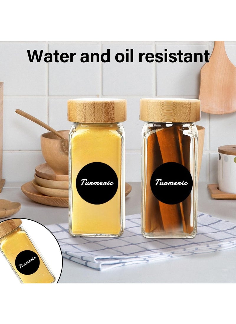 Glass Spice Jar Set with Labels and Bamboo Lids with Collapsible Funnel, Pens and Spoons Storage Canisters for Spice Racks, Cabinets and Drawers 120ml 24 Jars