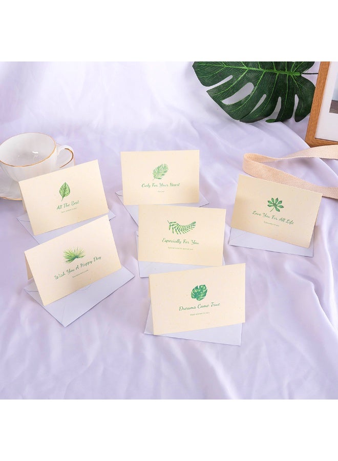Generic 6-Piece Leaf Design Greeting Cards Set with Envelopes – 11.5 x 8.5 cm – 6 Unique Botanical Styles – Blank Inside  - Image 1