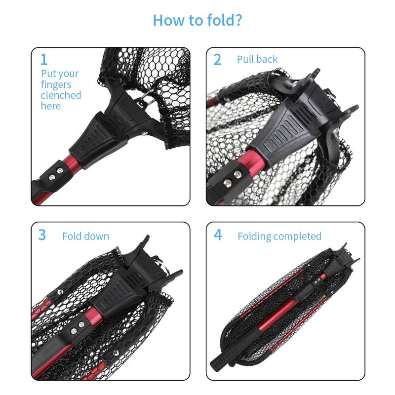YVLEEN Folding Fishing Net - Foldable Fish Landing Net Robust Aluminum Telescopic Pole Handle and Nylon Mesh 16inch Hoop Size - Image 3