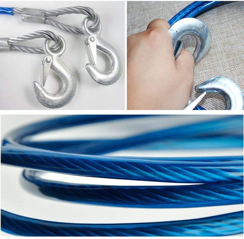Delzon Stainless Steel Wire Tow Rope 5 Ton Capacity with Two Side Hook Super Strong Emergency Cable (Blue, 10 mm x 4 m) - Image 2