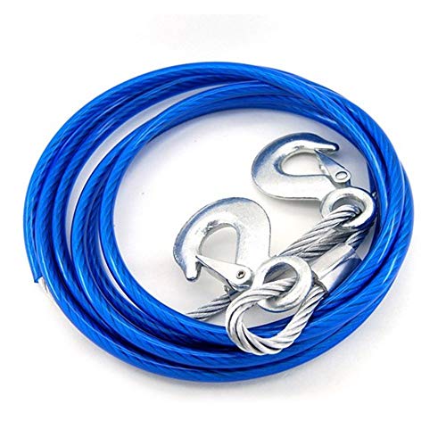 Delzon Stainless Steel Wire Tow Rope 5 Ton Capacity with Two Side Hook Super Strong Emergency Cable (Blue, 10 mm x 4 m) - Image 1
